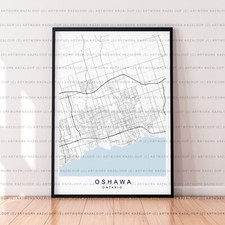 Listing image for Oshawa Map Poster Print Unframed Map Print Oshawa Wall Art Ontario Street Map