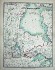 Listing image for Old Antique Print Johnston Atlas 1905 Map Dominion Canada Hudson Ontario 20th