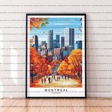 Listing image for Montreal Autumn Park Scene Unframed Poster Skyline Montreal Illustration Art