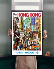 Listing image for Hong Kong BOAC Travel POSTER PRINT A5A1 50s Tourism Vintage Retro Wall Art Decor