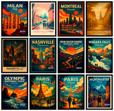 Listing image for City Lights Poster Print | Famous World Skyline Wall Art | Travel Home Decor