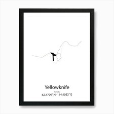Listing image for Yellowknife,Canada Minimalist Map A Framed Wall Art Poster Canvas Print Picture