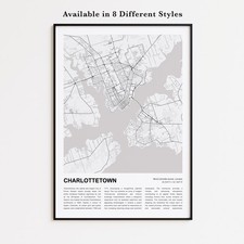 Listing image for Charlottetown Map Print, Prince Edward Island Travel Poster, Wall Decor Art