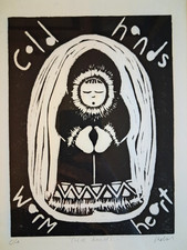 Listing image for Original Inuit Art Print "Cold Hands, Warm Heart" - Signed & Numbered 0/1 - Fram