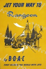 Listing image for Vintage BOAC Flights to Rangoon Poster A3/A4 Print