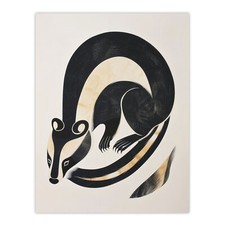 Listing image for Badger Inuit Art Style Animal Painting Wall Art Poster Print