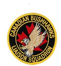 Listing image for Vintage military aviation embroidery patch Canadian BushHawks Liaison Squadron